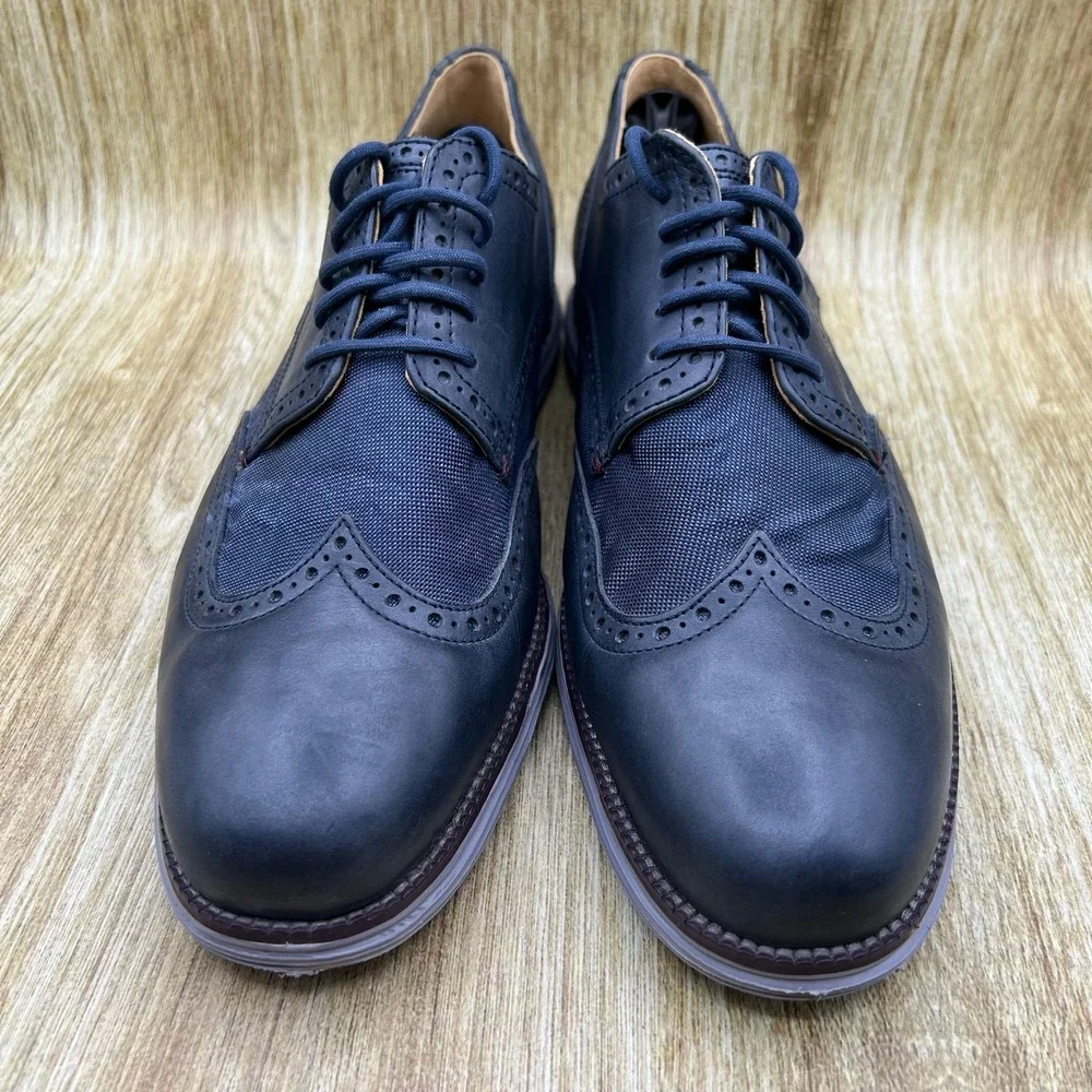 Cole Haan Original Grand Wingtip Oxford Mens 13 W Navy Blue Leather Shoes C23406
